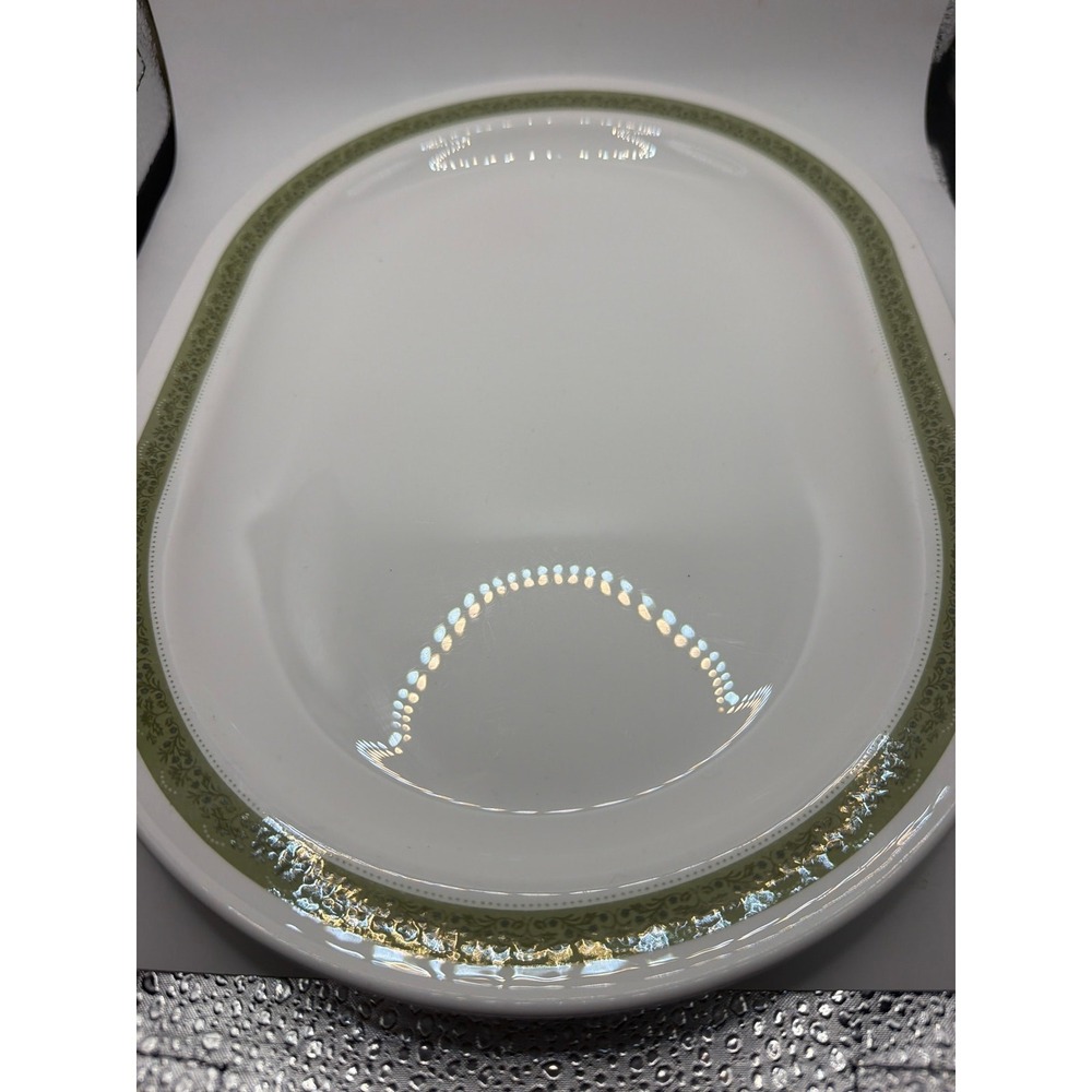Vintage Corning Centura Lynwood Green Ribbon Platter 12 1/2"